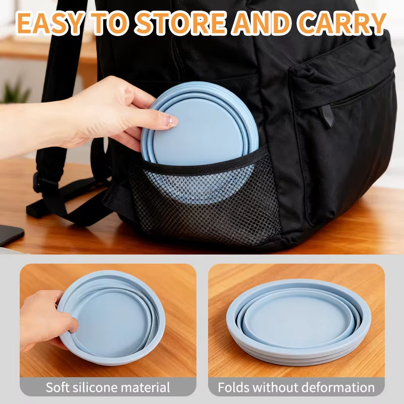 Custom Logo Pet Dog Folding Silicone Bowl Outdoor Easy Washable Foldable Dog Bowl Collapsible Puppy Bowl